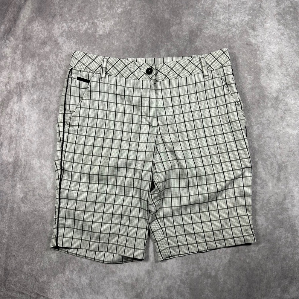 Puma Golf Shorts Men 30 White Black Plaid Checkered Performance Athletic Stretch